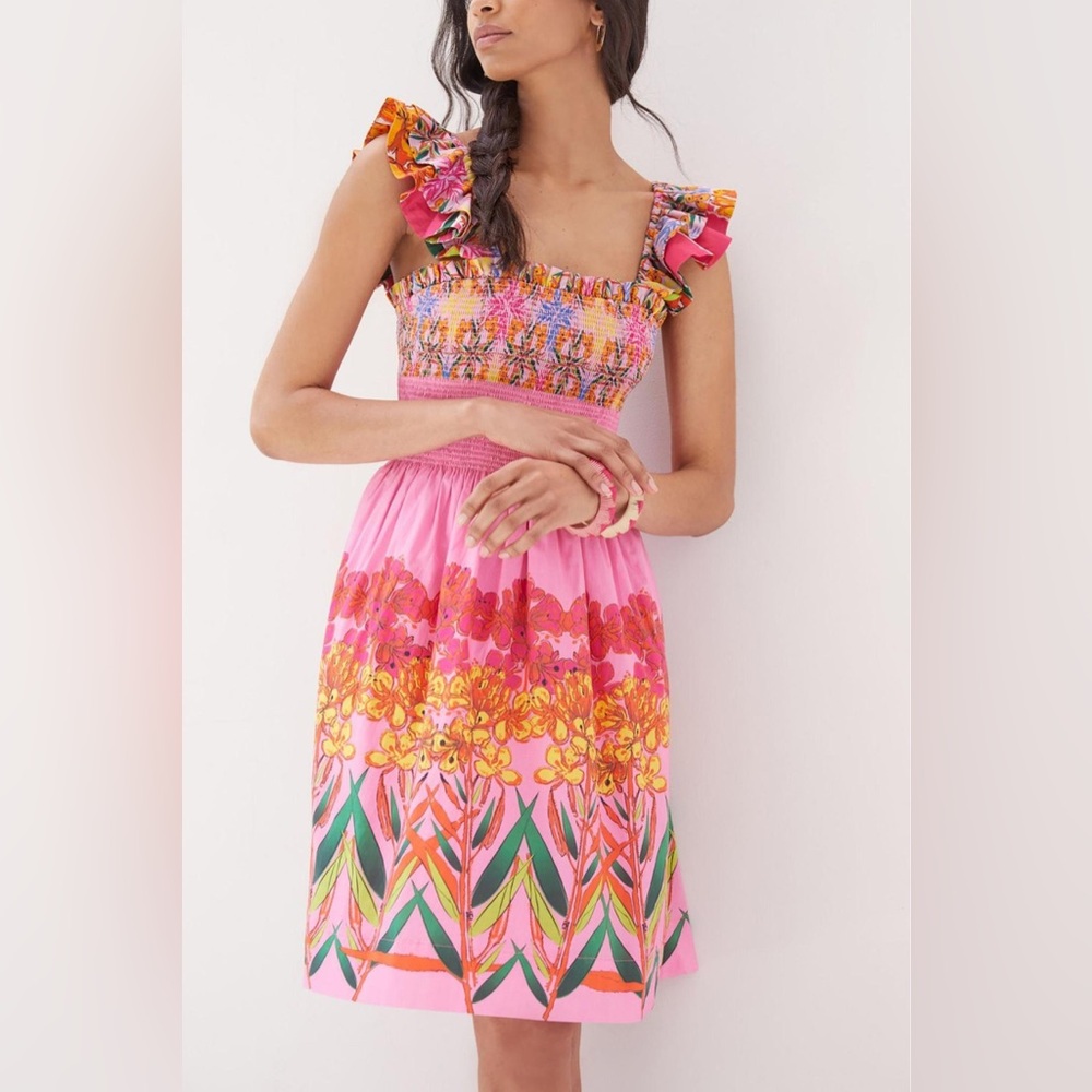 ROOPA PEMMARAJU Anthropologie, Tropical Ruffle Mini Dress, Small